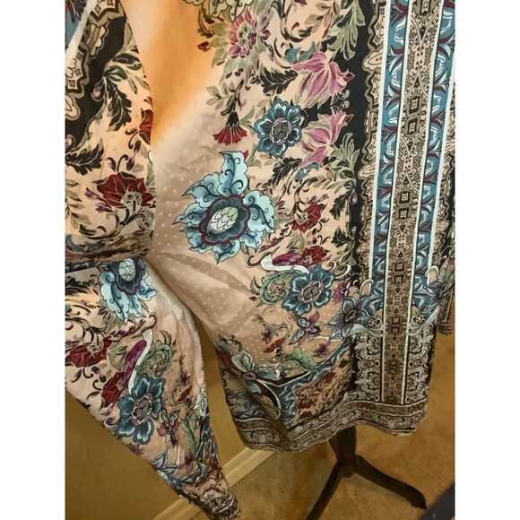 Chicos Women’s 2 US L Floral Scroll Print Hidden Button Long Sleeve Tunic Top - Picture 5 of 14